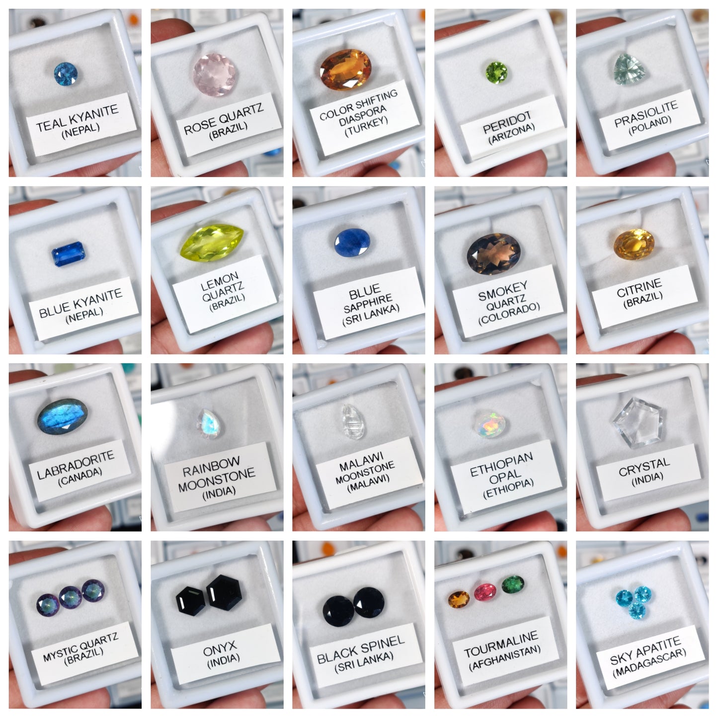 40 Box of Faceted Gemstone – Sapphires, Opals, Tourmalines & More | Natural Stones from 20+ Countries