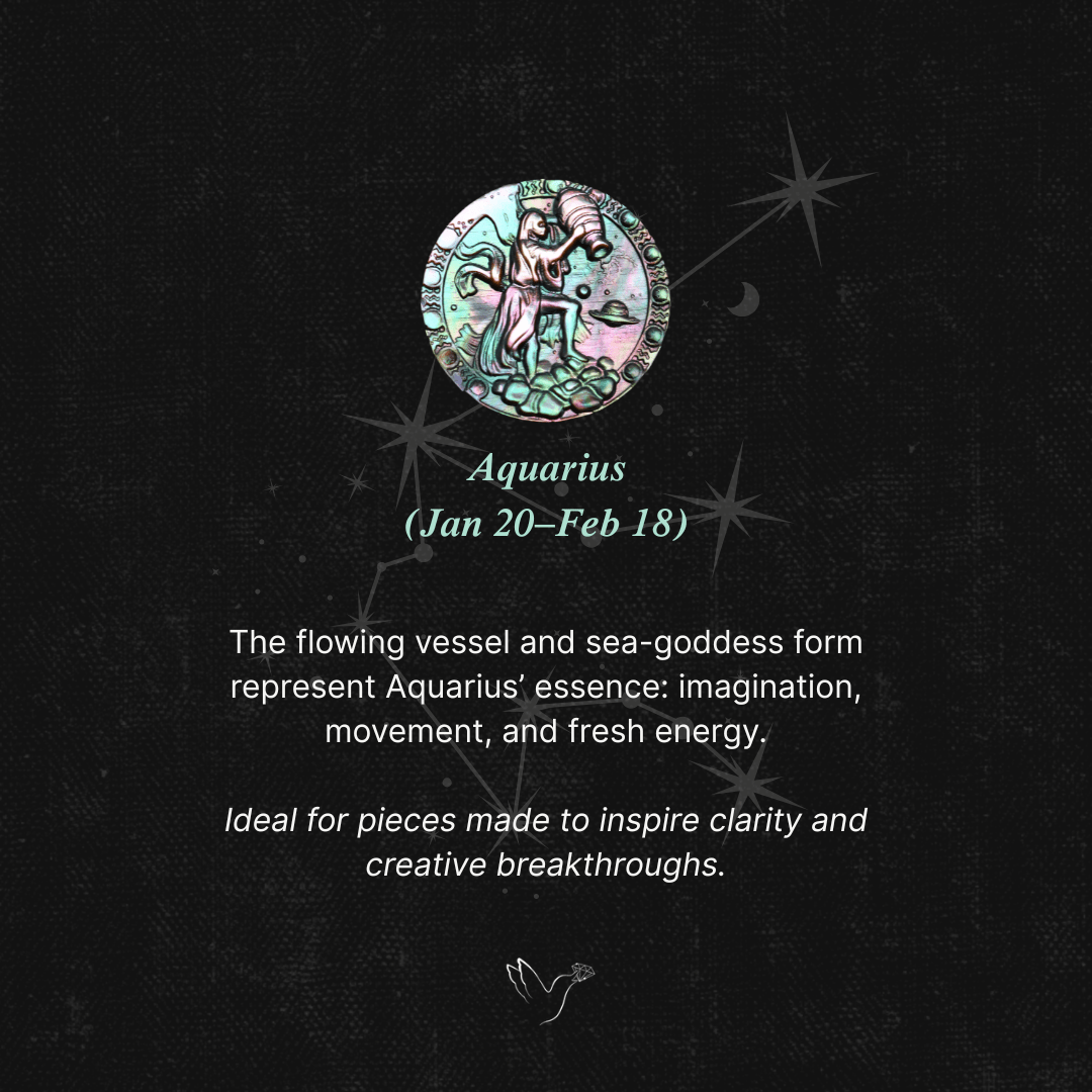 Zodiac Carving in Tahitian Rainbow Mother Of Pearls