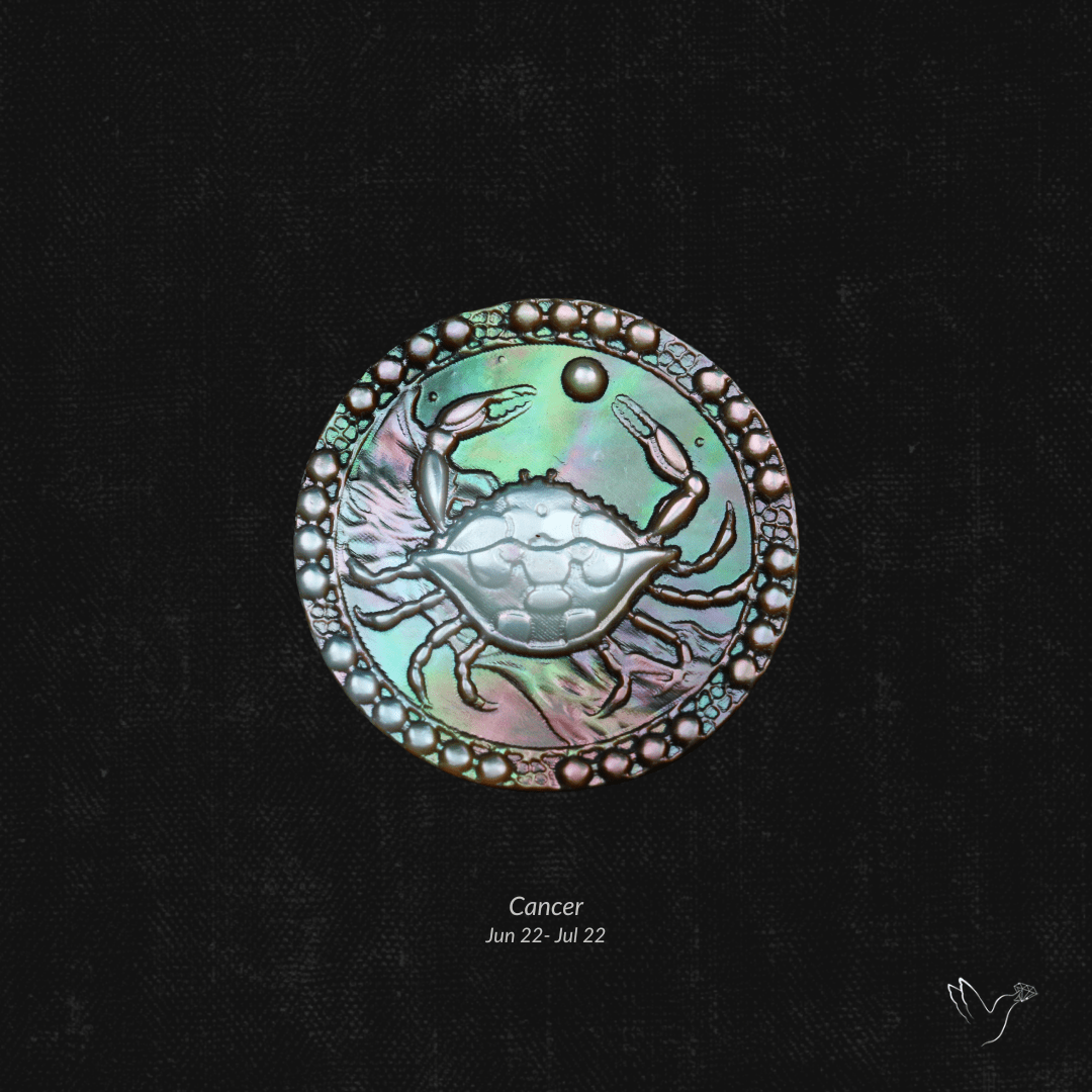 Zodiac Carving in Tahitian Rainbow Mother Of Pearls