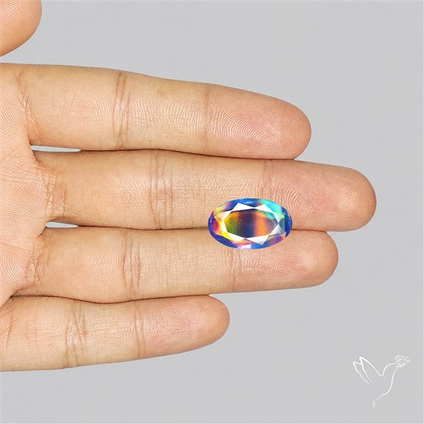 Faceted Aurora Opal and Quartz Triplet