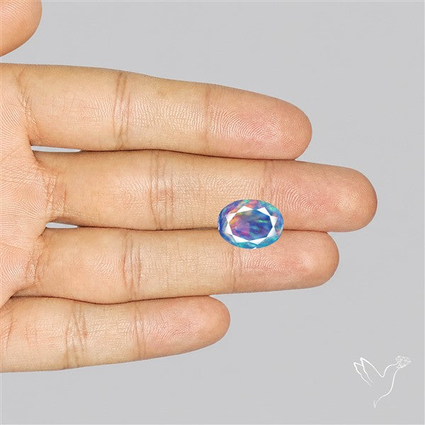 Faceted Aurora Opal and Quartz Triplet