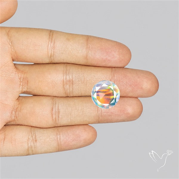 Faceted Aurora Opal and Quartz Triplet