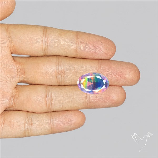 Faceted Aurora Opal and Quartz Triplet