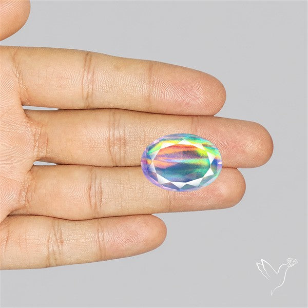Faceted Aurora Opal and Quartz Triplet