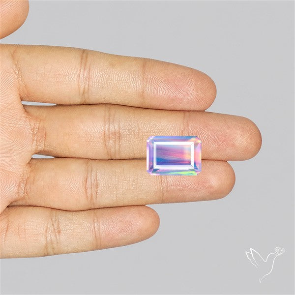 Faceted Aurora Opal and Quartz Triplet