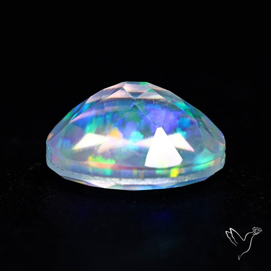 Faceted Aurora Opal and Quartz Triplet