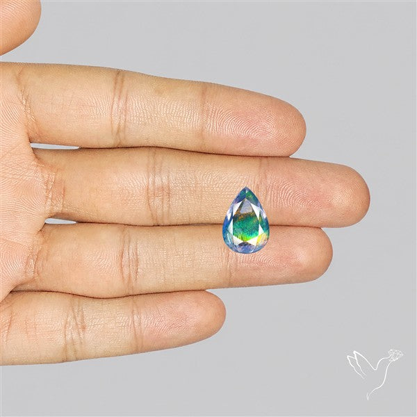 Faceted Aurora Opal and Quartz Triplet