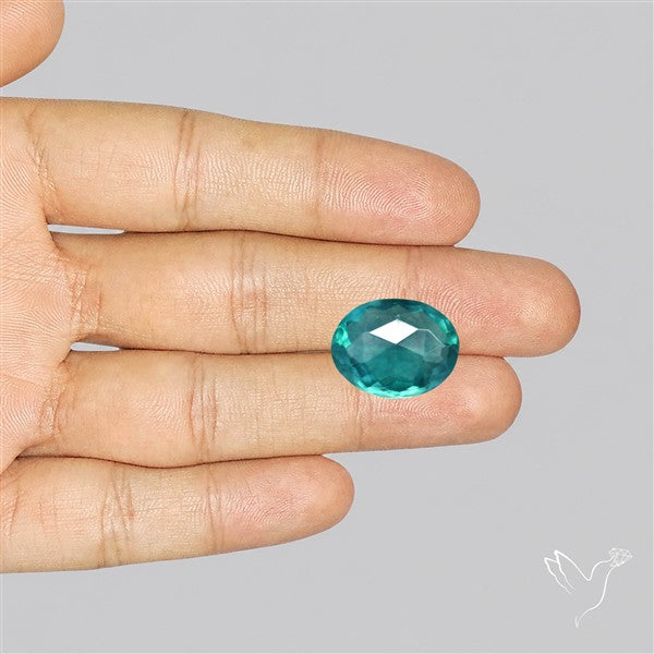 Rose Faceted Belgian Teal Fluorite Rose Cut Top