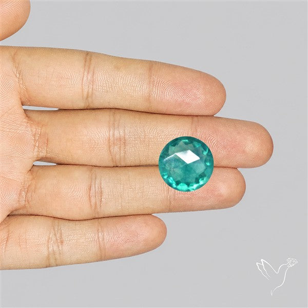 Rose Faceted Belgian Teal Fluorite Rose Cut Top
