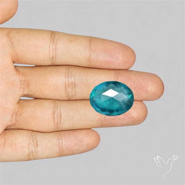 Rose Faceted Belgian Teal Fluorite Rose Cut Top