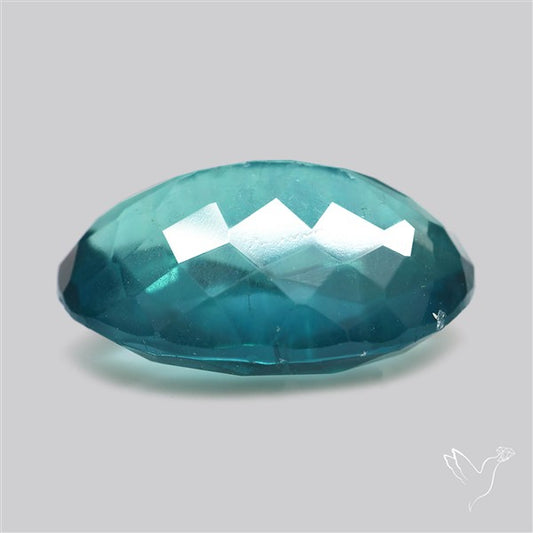 Rose Faceted Belgian Teal Fluorite Rose Cut Top