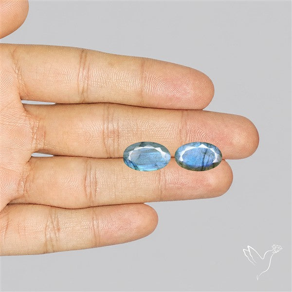 Faceted Blue Labradorite Pair