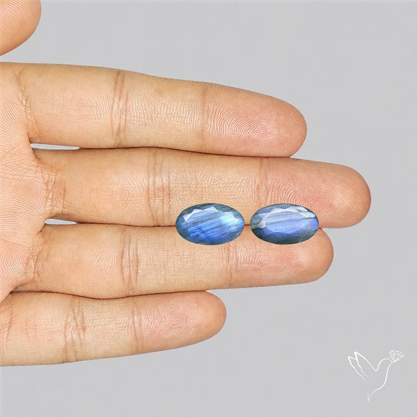 Faceted Blue Labradorite Pair