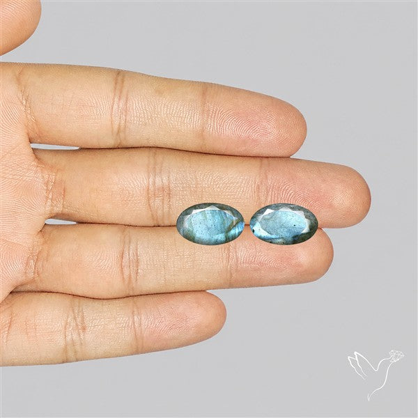 Faceted Blue Labradorite Pair