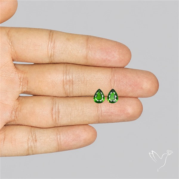 Chrome Diopside Natural Deep Green Pair Faceted AAA Fine Gemstone