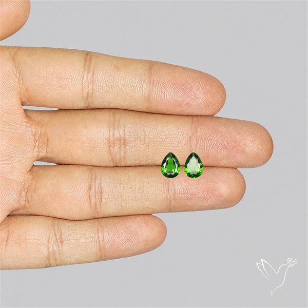 Chrome Diopside Natural Deep Green Pair Faceted AAA Fine Gemstone