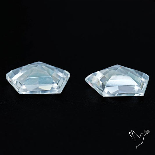 Himalayan Quartz Pair Faceted Fine Clear Crystal Quartz