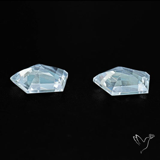 Himalayan Quartz Pair Faceted Fine Clear Crystal Quartz