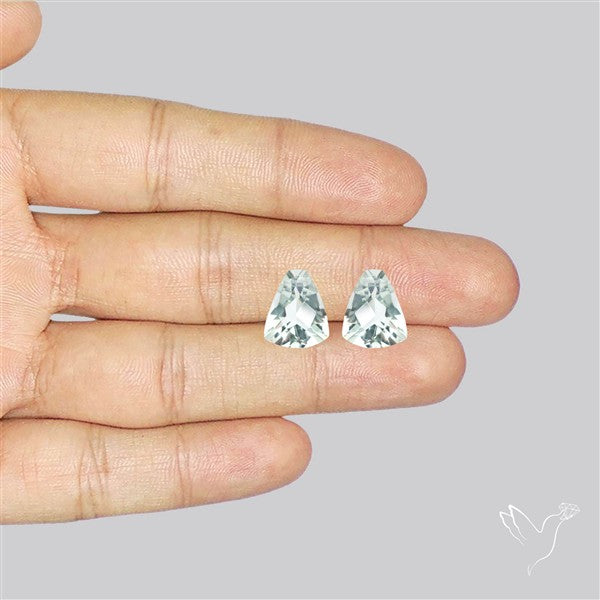 Prasiolites Pair Checkerboard Cut Faceted Fine Gemstone