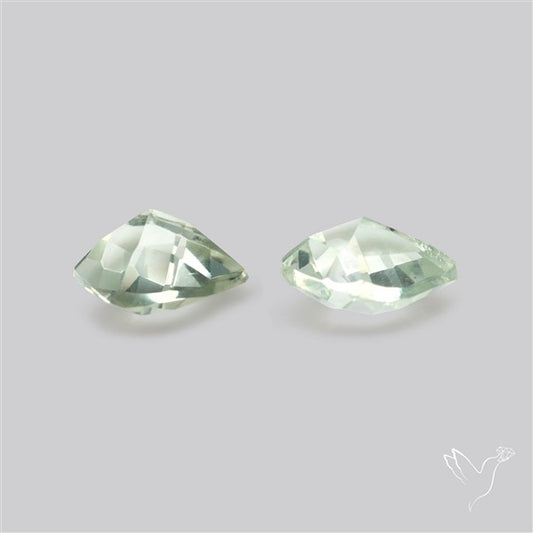 Prasiolites Pair Checkerboard Cut Faceted Fine Gemstone