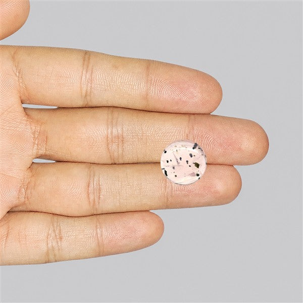 Diopside in Rose Quartz Fine Cabochon