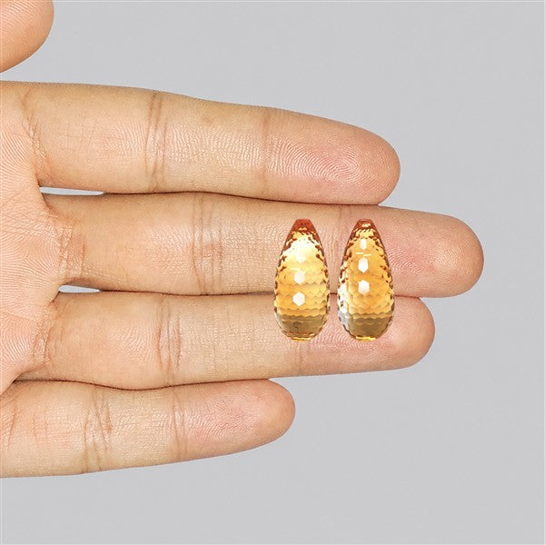 Citrine Briolette Cut Drop Fine Gemstone