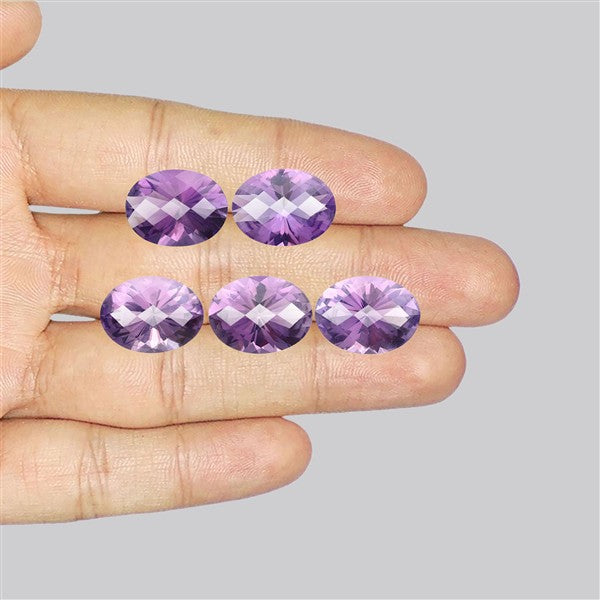 Rose de France Amethyst Set Millenium Cut Faceted Fine Gemstone