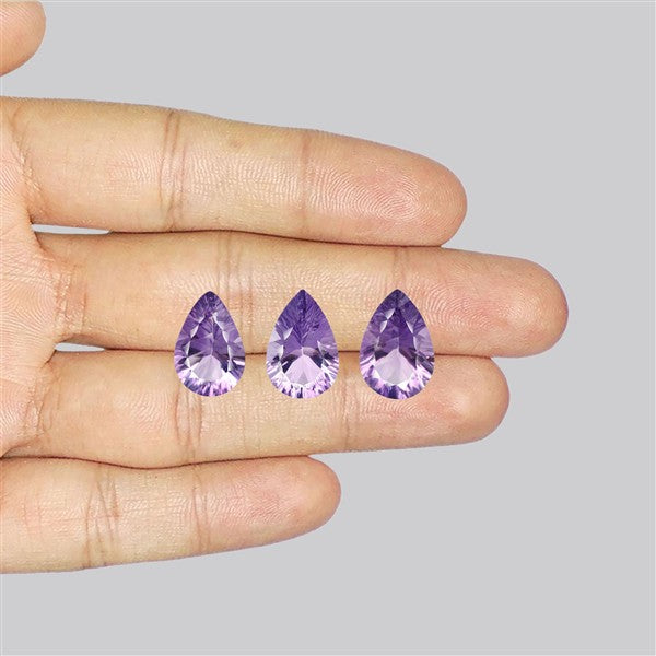 Rose de France Amethyst Set Millenium Cut Faceted Fine Gemstone