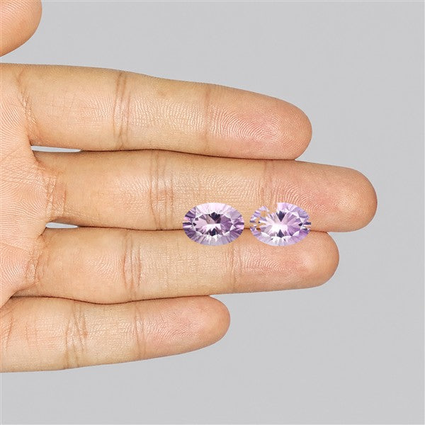 Rose de France Amethyst Pair Millenium Cut Faceted Fine Gemstone
