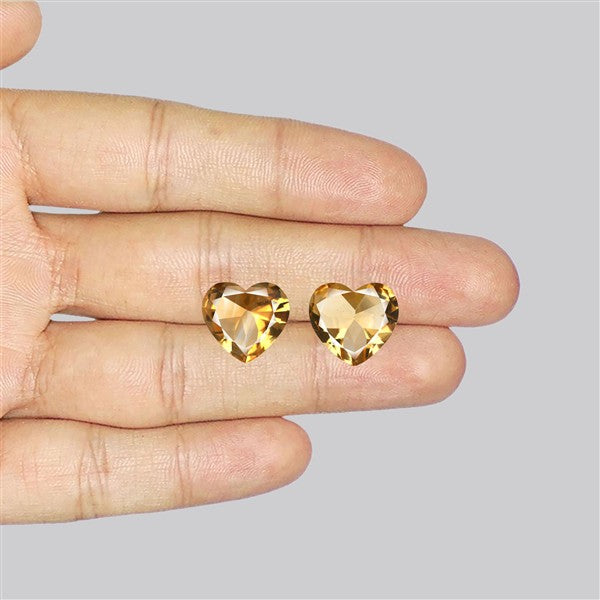Faceted Citrine Hearts Pair