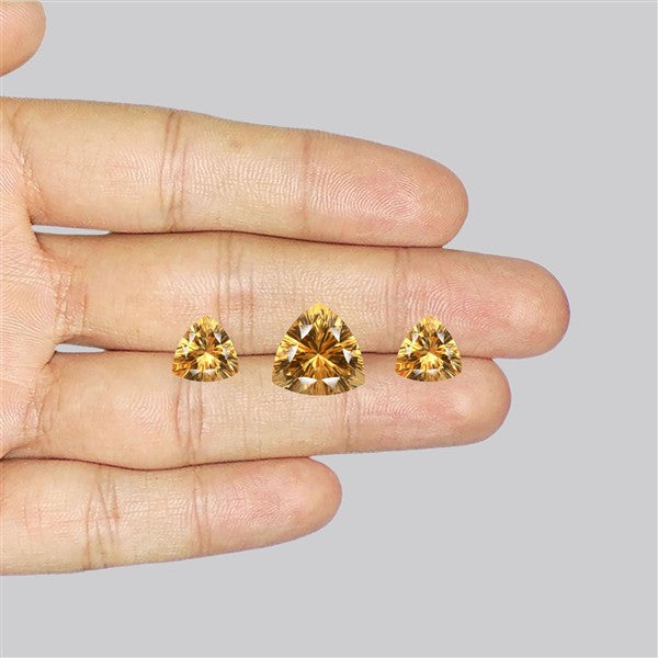 Millennium Cut Citrine Faceted Fine Gemstone Set