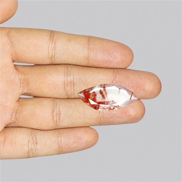 Rare Iron Stained Quartz Faceted Fine Gemstone