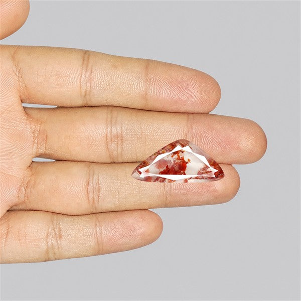 Rare Iron Stained Quartz Faceted Fine Gemstone