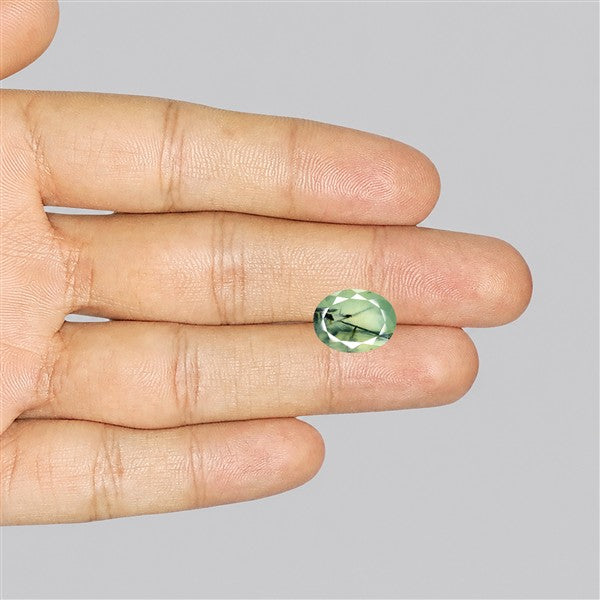 Prehnite with Epidote Green Faceted Fine Gemstone