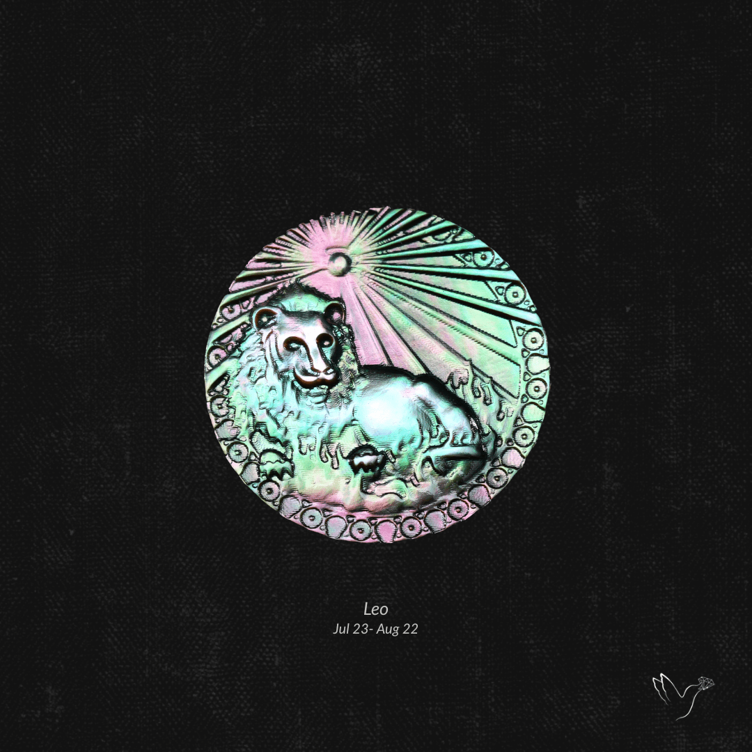 Zodiac Carving in Tahitian Rainbow Mother Of Pearls