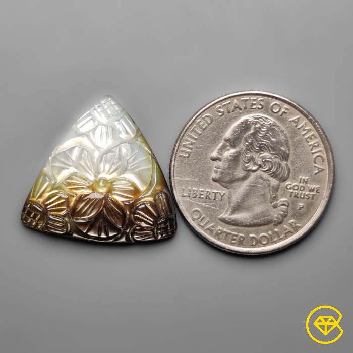 Mother Of Pearl Mughal Carving Natural Bicolor Handcarved