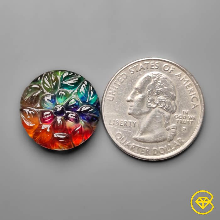 Dichroic Glass Mughal Carving Doublet