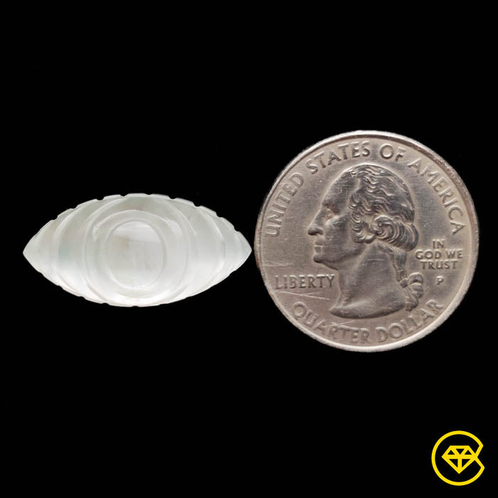 Himalayan Quartz With Mother Of Pearl Doublet Evil Eye Carving