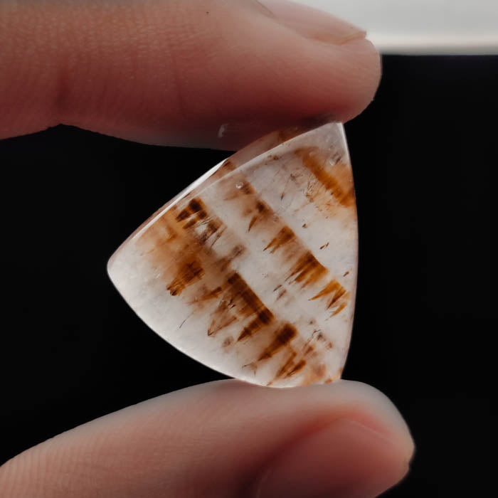 Cacoxenite in Quartz Cabochon