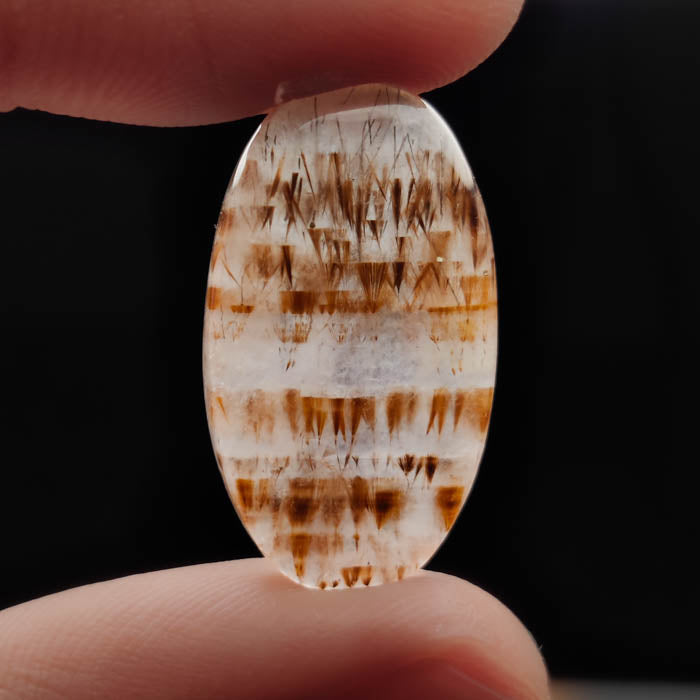 Cacoxenite in Quartz Cabochon