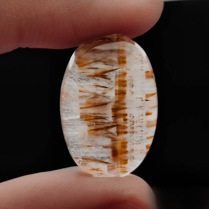 Cacoxenite in Quartz Cabochon