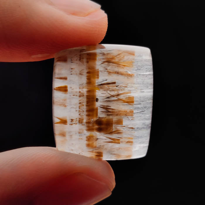 Cacoxenite in Quartz Cabochon