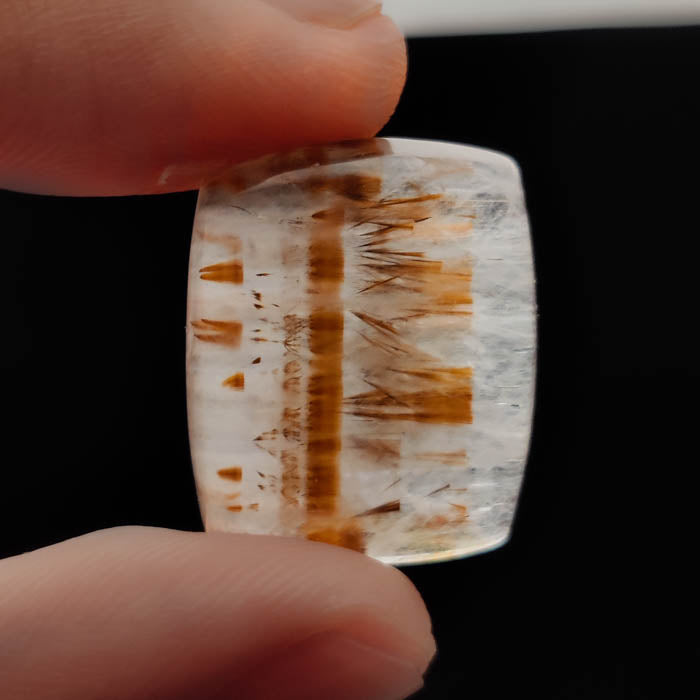 Cacoxenite in Quartz Cabochon