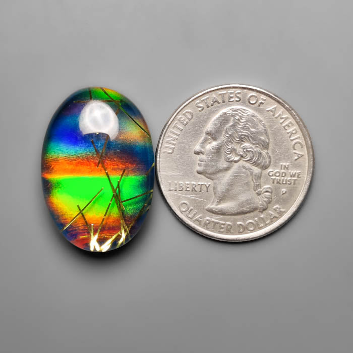 Aurora Opal With Golden Rutilated Glass Doublet