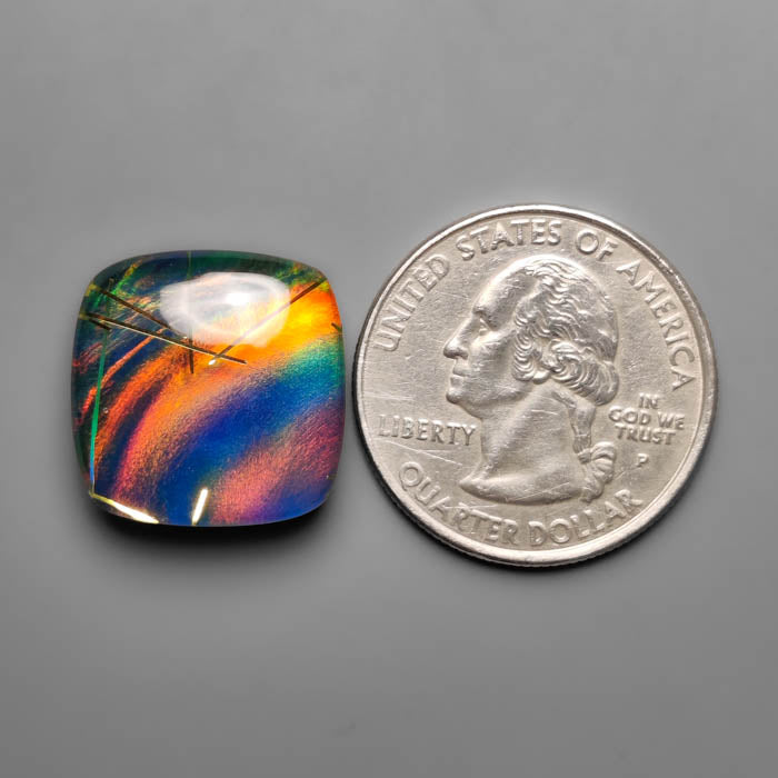 Aurora Opal With Golden Rutilated Glass Doublet