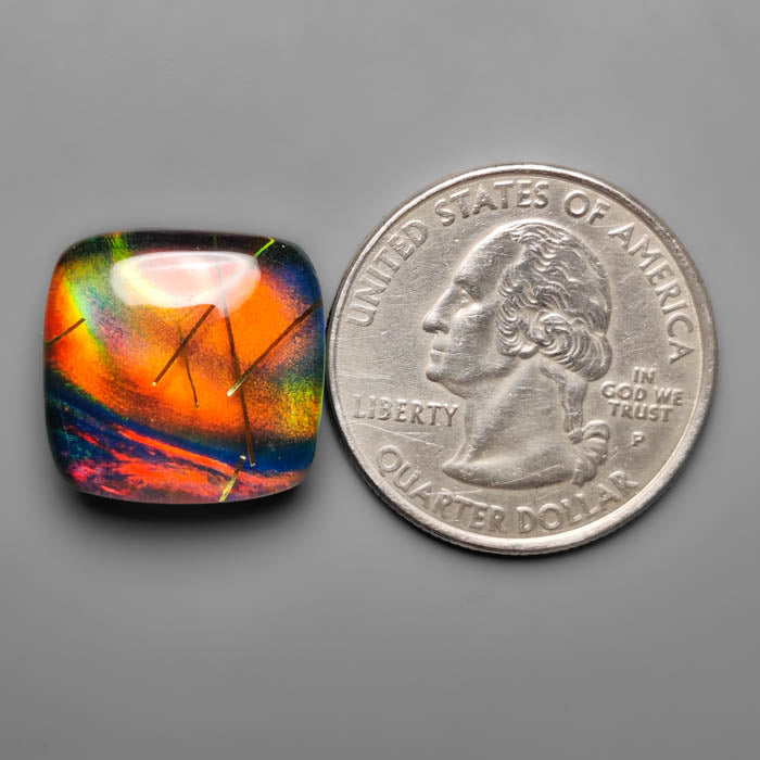 Aurora Opal With Golden Rutilated Glass Doublet