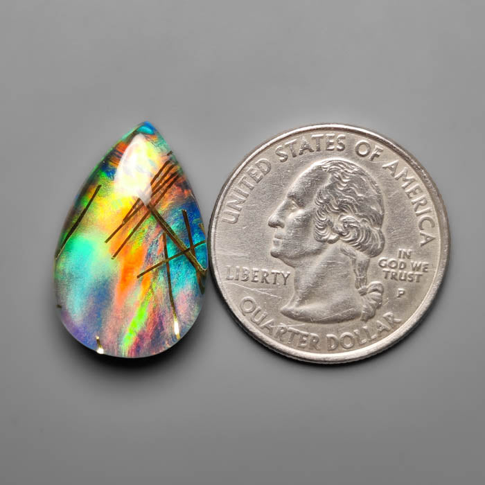 Aurora Opal With Golden Rutilated Glass Doublet