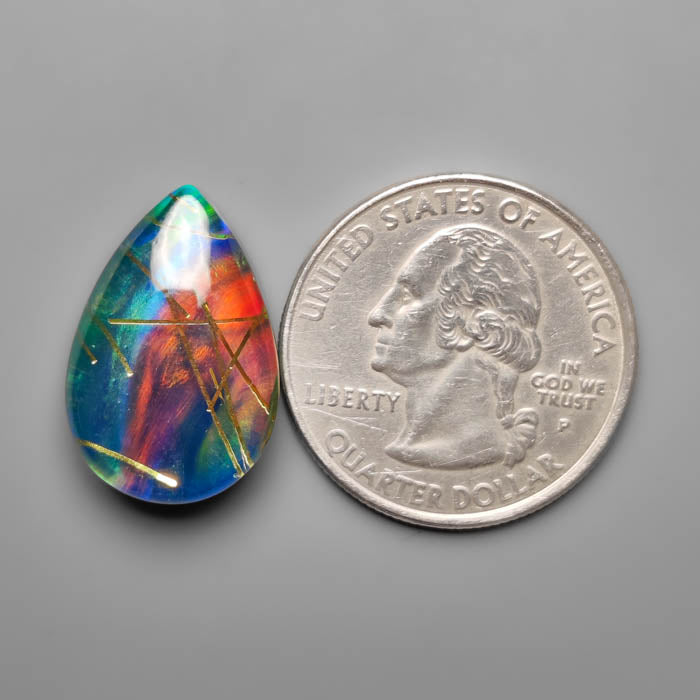 Aurora Opal With Golden Rutilated Glass Doublet