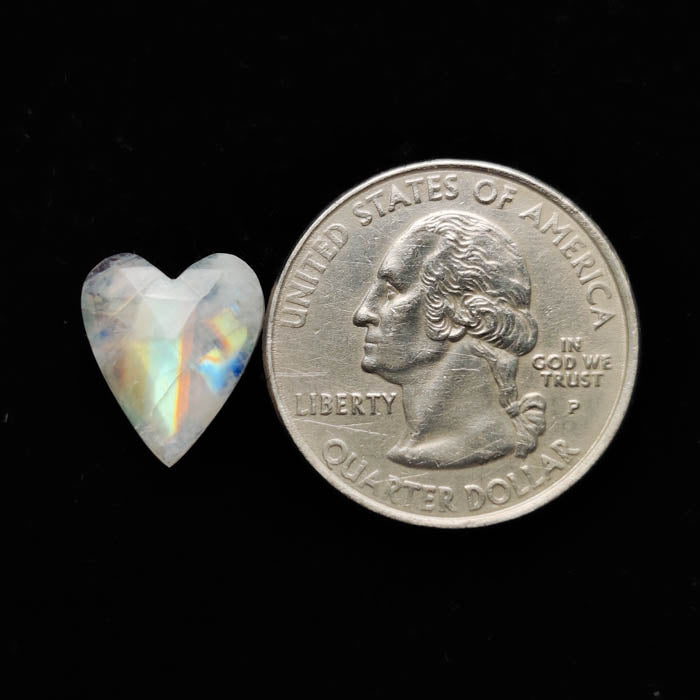 Rose Cut Rainbow Moonstone Heart Carving