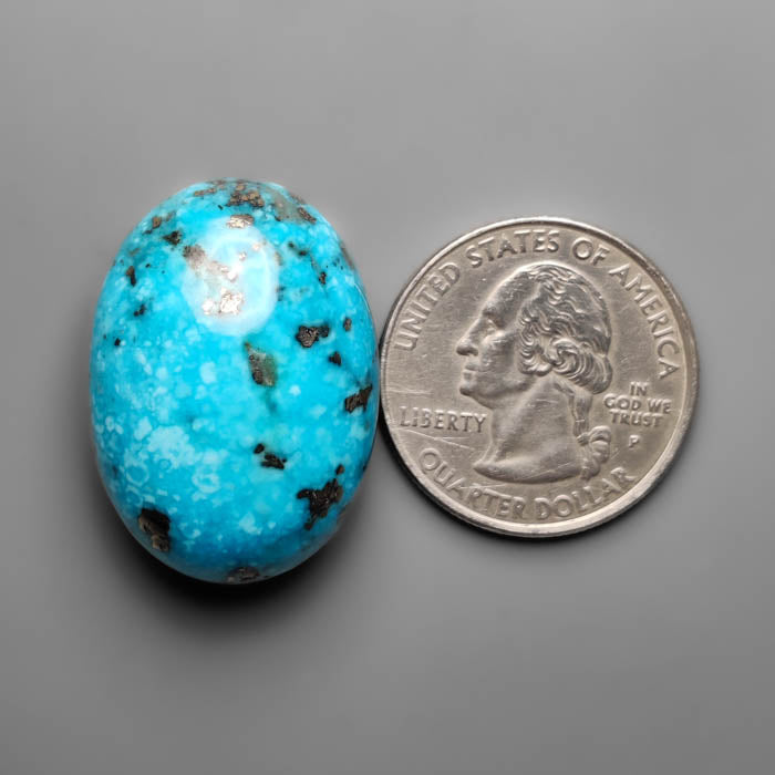 High Dome Morenci Turquoise with Pyrite Cabochon